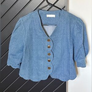 Vita Grace denim scalloped top. Size S. Excellent condition! Almost NEW!